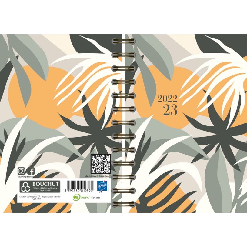 3592930019599-Agenda à spirale Floral kaki - 1 jour par page - Bouchut-P_405114234_3-2