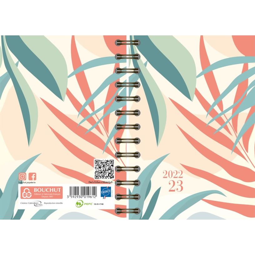 3592930019612-Agenda à spirale Floral rose - 1 jour par page - Bouchut-P_405114236_10-5