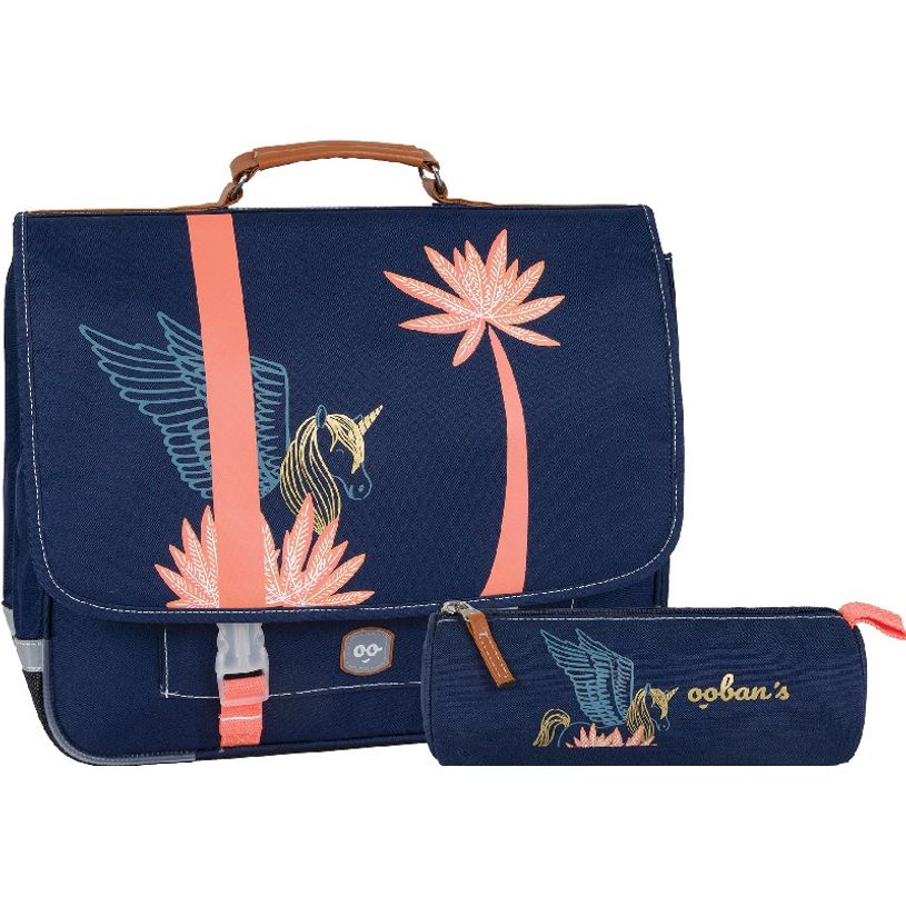 3662498003474-Cartable Ooban's Unicorn - 35 cm - 2 compartiments - bleu marine - Oberthur-P_405114292_1-0