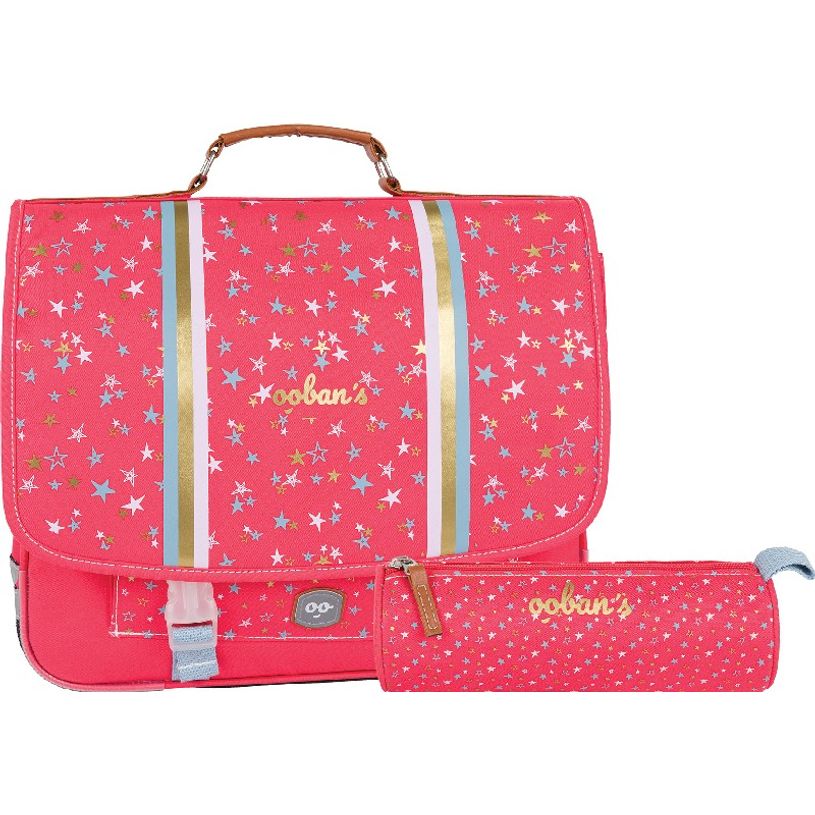 3662498003528-Cartable Ooban's Stars - 35 cm - 2 compartiments - corail - Oberthur-P_405114297_1-0