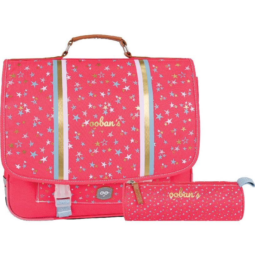 3662498003535-Cartable Ooban's Stars - 38 cm - 2 compartiments - corail - Oberthur-P_405114298_1-0
