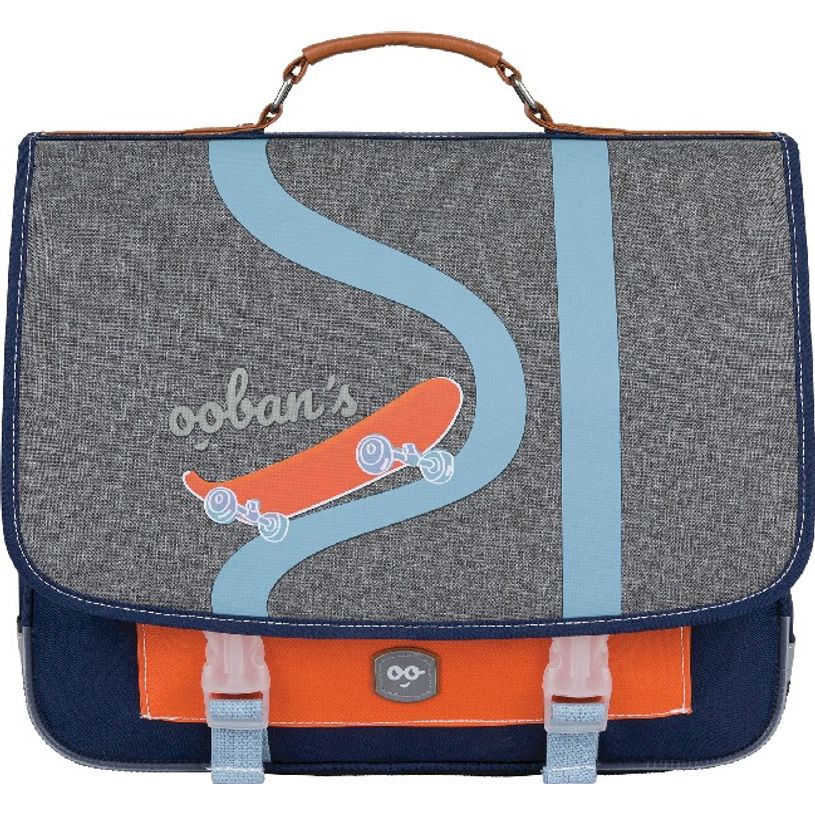 3662498003573-Cartable Ooban's Skate - 35 cm - 2 compartiments - gris chiné/bleu - Oberthur-P_405114302_2-1