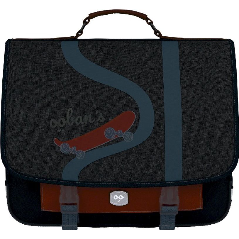 3662498003580-Cartable Ooban's Skate - 38 cm - 2 compartiments - gris chiné/bleu - Oberthur-P_405114303_6-5