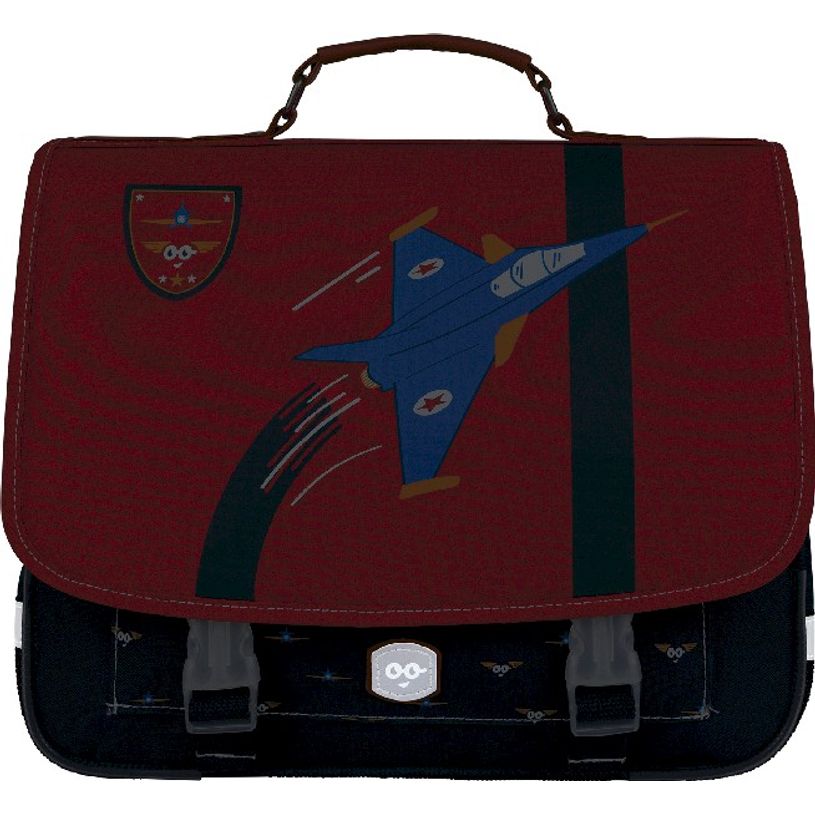 3662498003627-Cartable Ooban's Aviation - 35 cm - 2 compartiments - rouge et bleu marine - Oberthur-P_405114306_6-5
