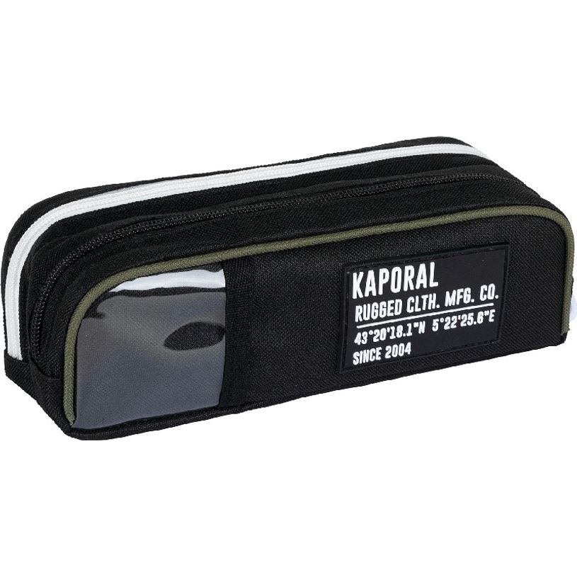 3664447122465-Trousse rectangulaire Kaporal - 2 compartiments - noir et kaki - Oberthur-P_405114724_2-1