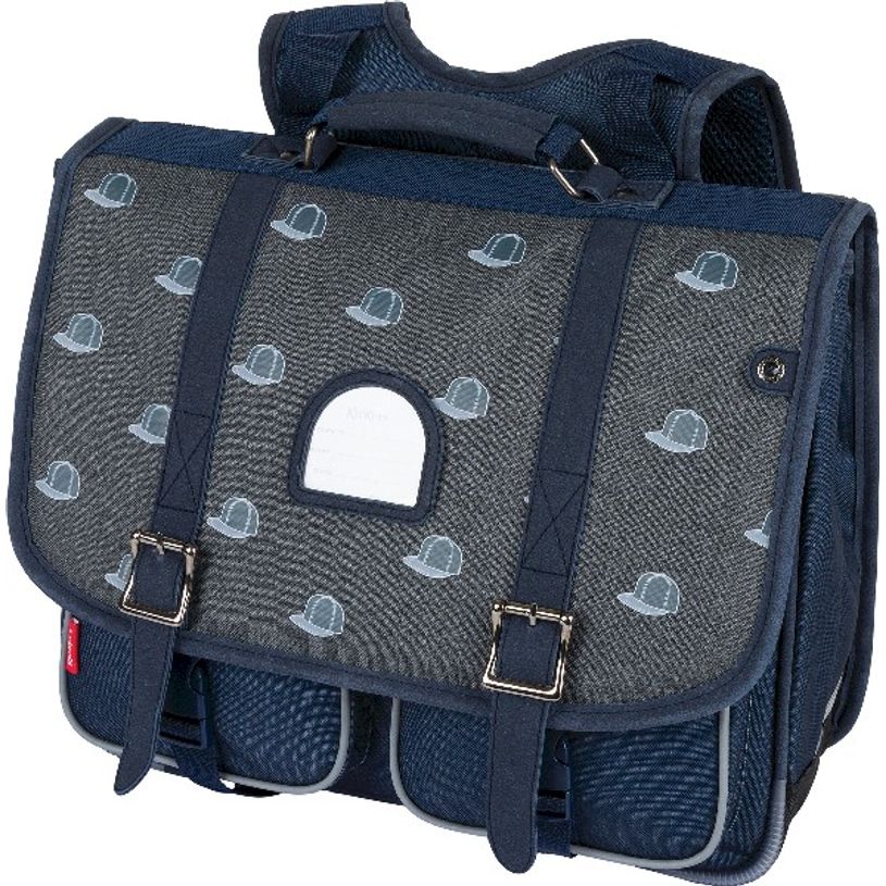 3664447122250-Cartable Kickers Boy 38 cm - 2 compartiments - gris chiné et marine - Oberthur-P_405114754_1-0