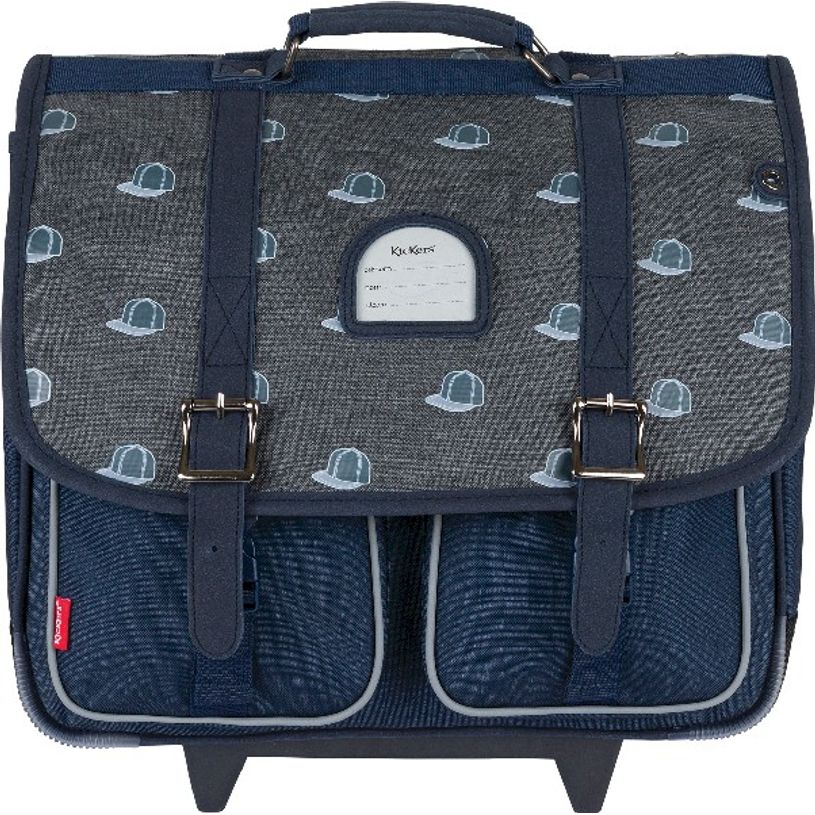 3664447124261-Cartable à roulettes Kickers Boy 38 cm - 2 compartiments - gris chiné et marine - Oberth-P_405114755_4-3