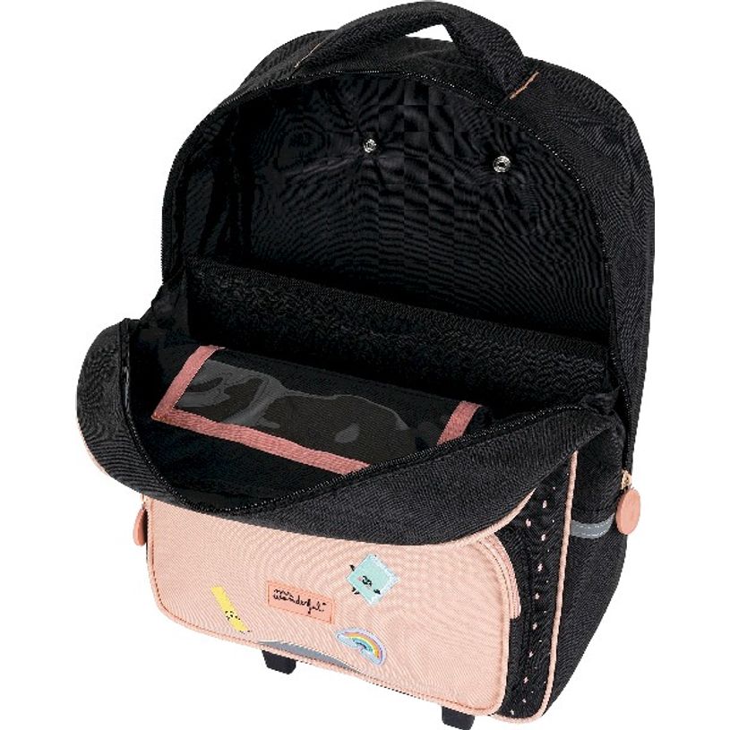 3664447124667-Sac à dos à roulettes Mr Wonderful - 1 compartiment - gris chiné et corail - Oberthur-P_405114775_7-6