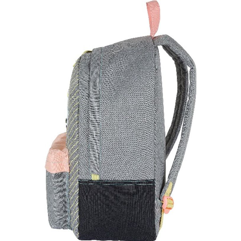 3664447125077-Sac à dos Mr Wonderful - 1 compartiment - gris chiné et corail - Oberthur-P_405114779_4-3
