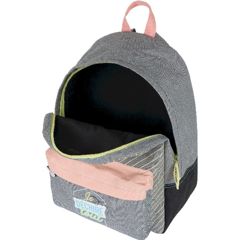 3664447125077-Sac à dos Mr Wonderful - 1 compartiment - gris chiné et corail - Oberthur-P_405114779_6-5