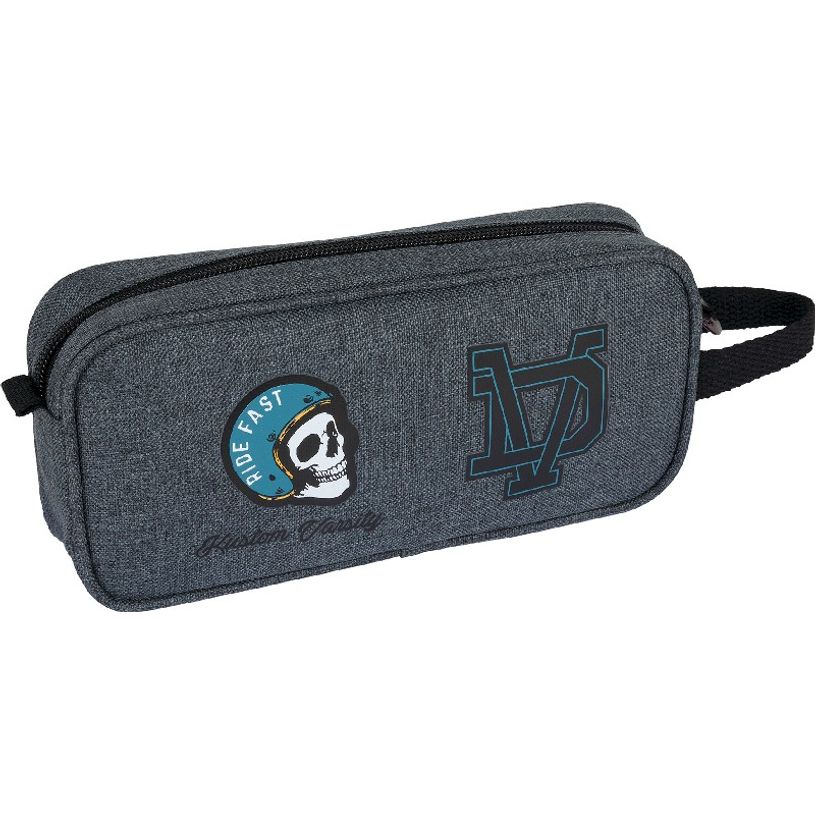 3664447122885-Trousse rectangulaire Von Dutch - 2 compartiments - gris chiné - Oberthur-P_405114839_2-1