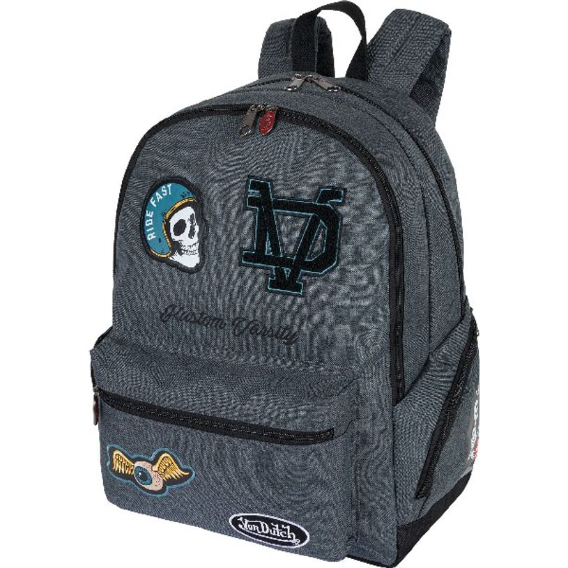 3664447122892-Sac à dos Von Dutch - 2 compartiments -  gris chiné - Oberthur-P_405114840_1-0