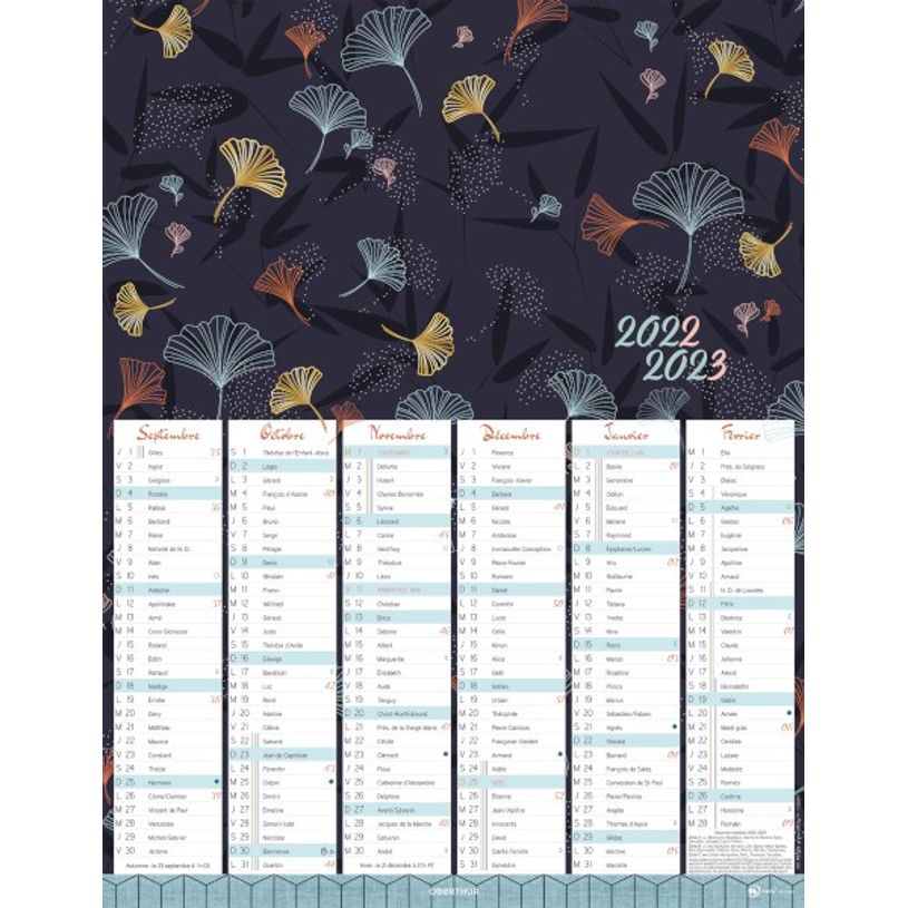 3664447118154-Calendrier Sakura 6 mois par face - 27 x 21 cm - Oberthur-P_405114849_1-0