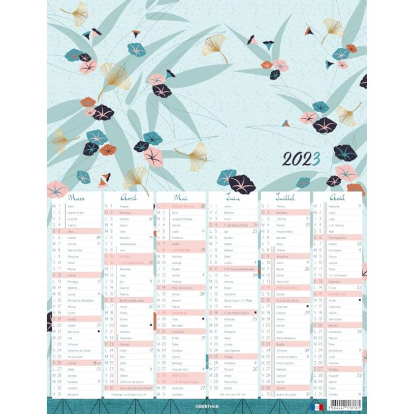 3664447118161-Calendrier Sakura 6 mois par face - 43 x 33,5 cm - Oberthur-P_405114850_1-0