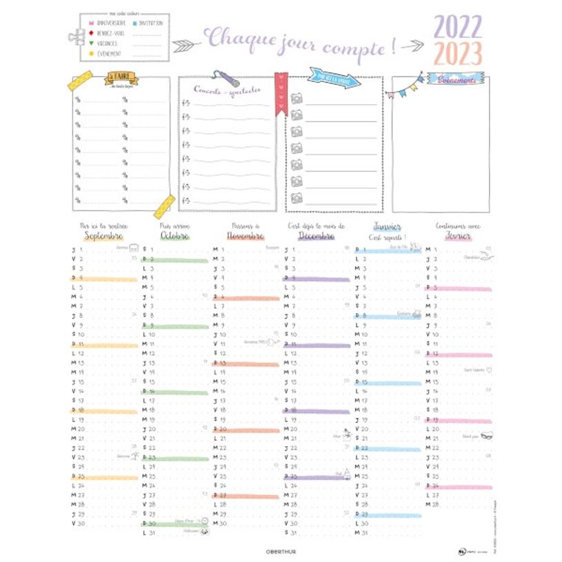 3664447118208-Calendrier Bullet 6 mois par face - 27 x 21 cm - Oberthur-P_405114853_1-0