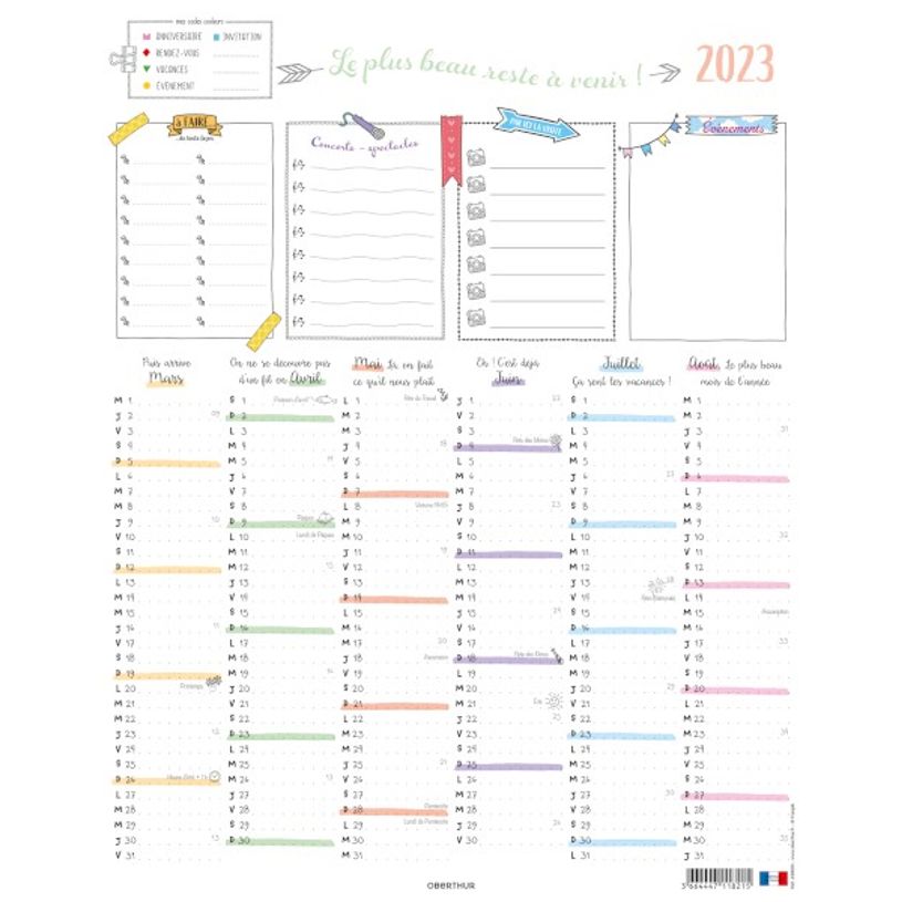 3664447118215-Calendrier Bullet 6 mois par face - 43 x 33,5 cm - Oberthur-P_405114854_2-1