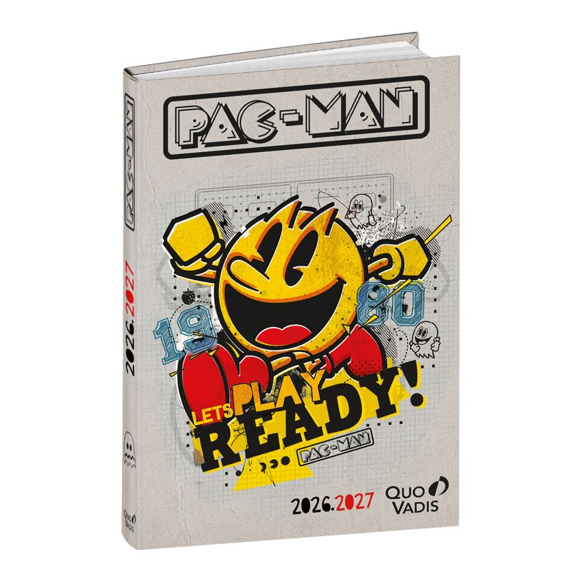 3371010474349-Quo Vadis - Agenda année scolaire - 2026-2027 - Eurotextagenda - Journalier - Multilingue - Pac man - 12 mois de août à juillet - 12x17 cm - Papier Clairefontaine blanc - Fabri--1