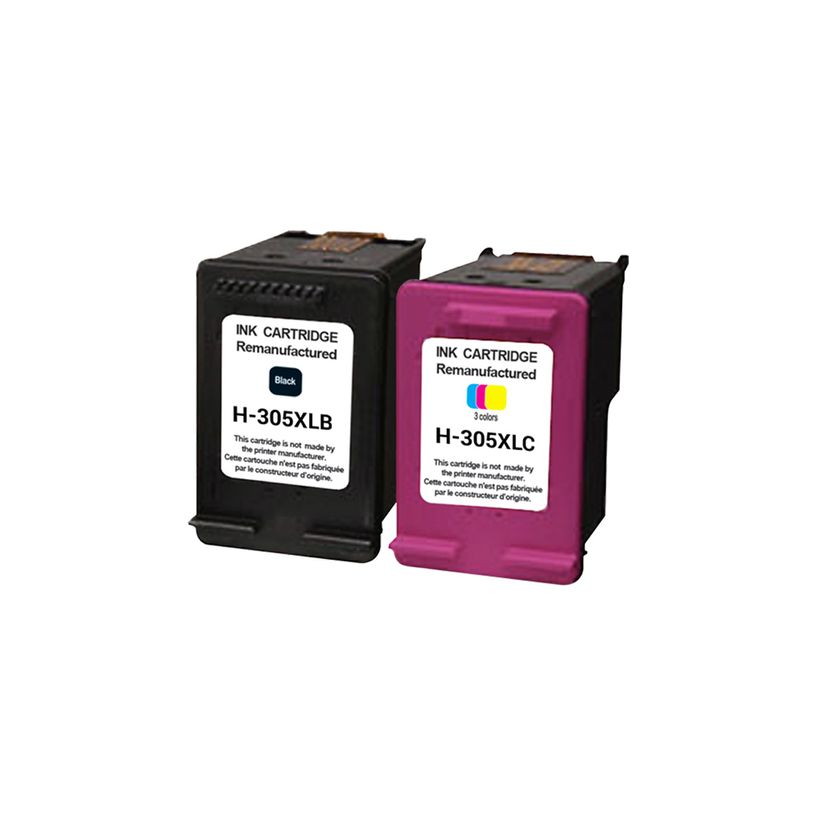 3584770908102-Cartouche remanufacturée HP 305XL - pack de 2 - noir, cyan, magenta, jaune - Uprint--1