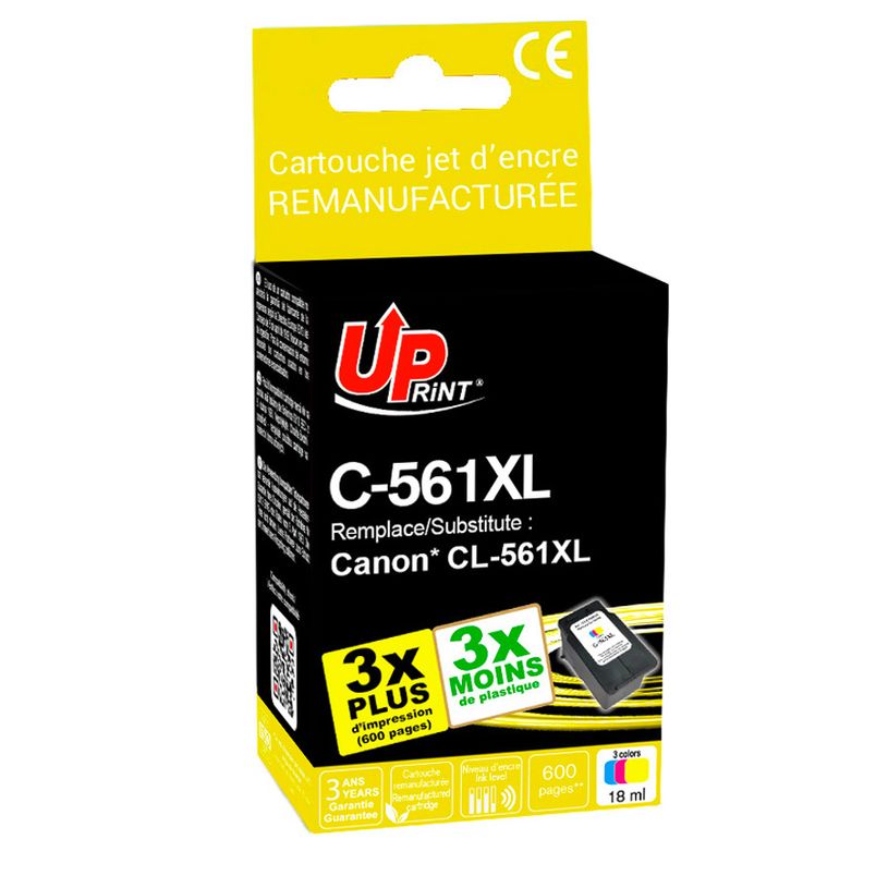 3584770904623-Cartouche remanufacturée Canon CL-561XL - cyan, magenta, jaune - Uprint--0