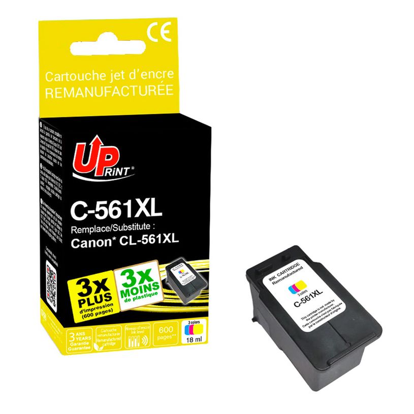 3584770904623-Cartouche remanufacturée Canon CL-561XL - cyan, magenta, jaune - Uprint--2