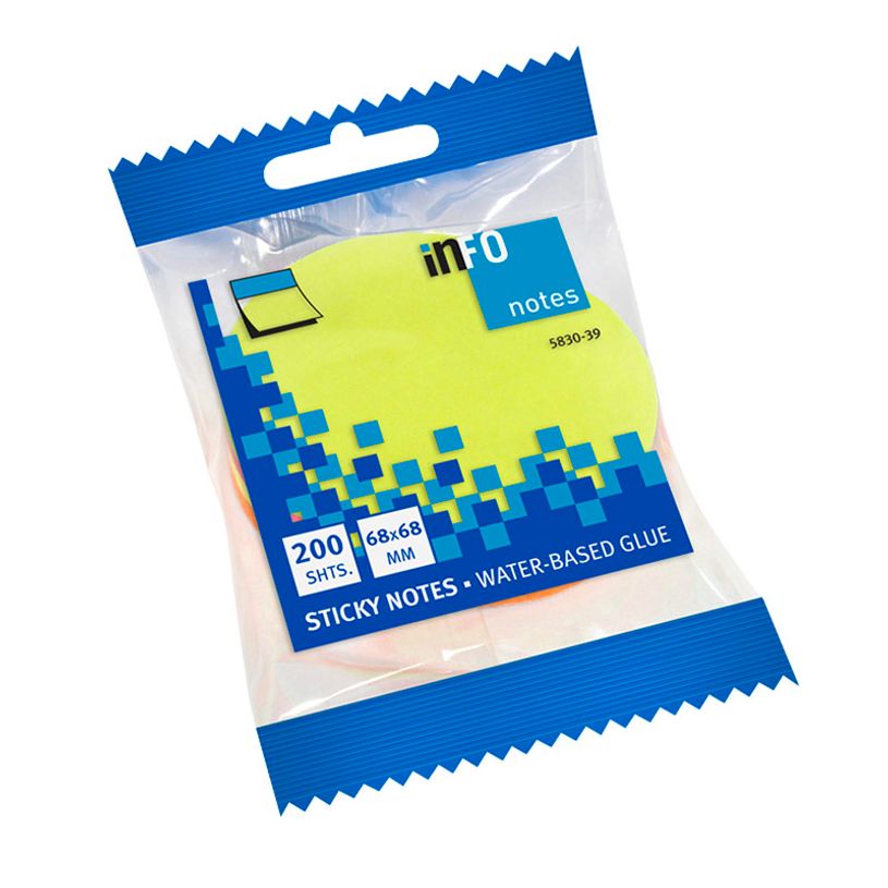 4044355787007-Global Notes - Notes adhésives - 200 feuilles - En forme de bulle - 70 x 70 mm - couleurs assorties--1