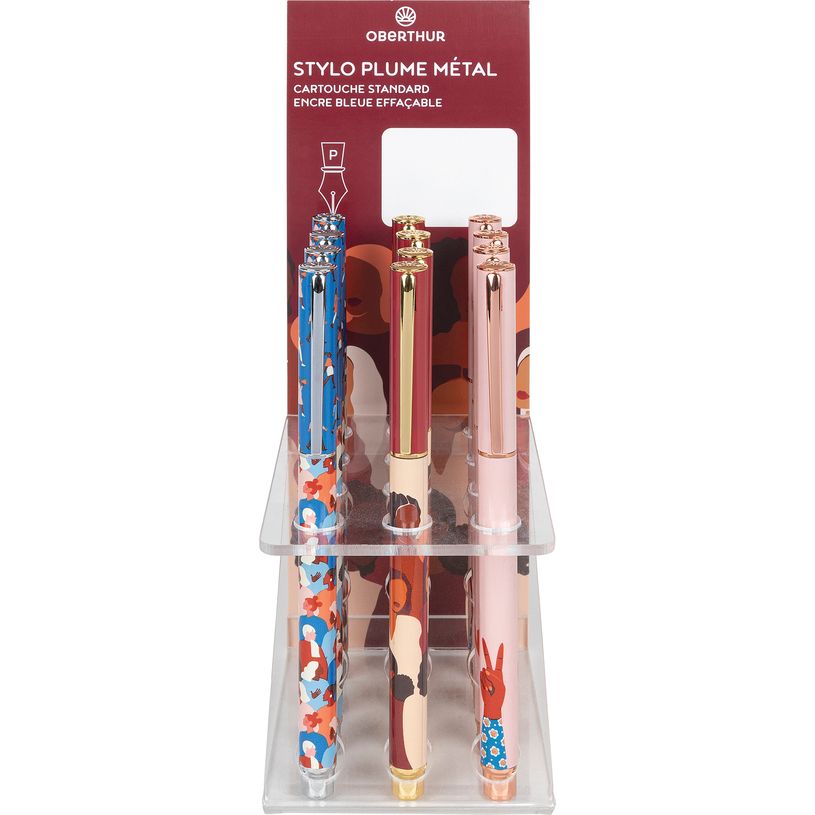 3664447123622-Stylo plume Sororité - 3 decors assortis - Oberthur--0