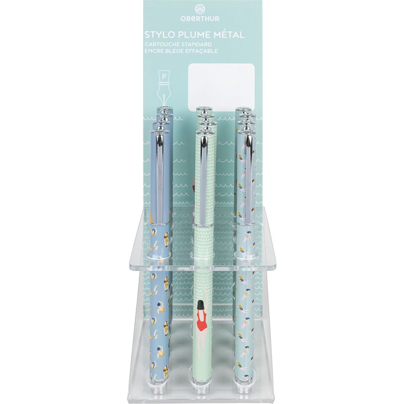 3664447123677-Stylo plume Nautique - 3 decors assortis - Oberthur--0