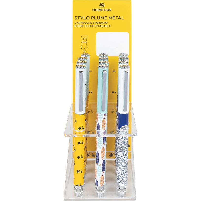 3664447123721-Stylo plume Voyage - 3 decors assortis - Oberthur--3