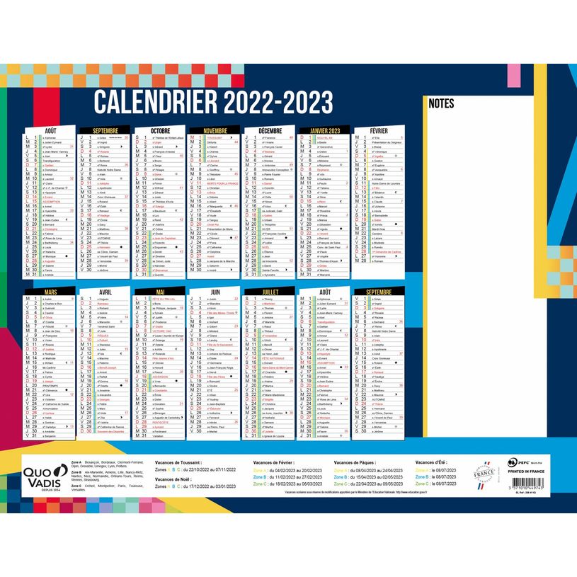3371010449743-Calendrier annuel / Emploi du temps Fantaisie - 1 face 12 mois / 1 face emploi du temps - -P_405115052_1-0