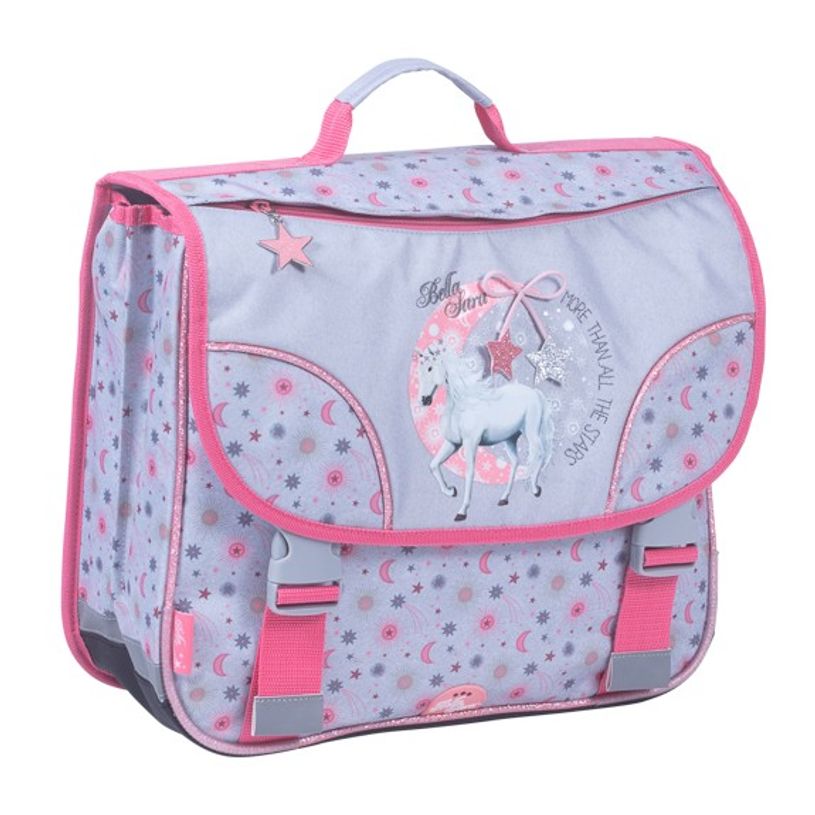 3661507523385-Cartable Bella Sara Moon 38 cm - 2 compartiments - gris et rose - Kid'Abord-P_405115120_1-0