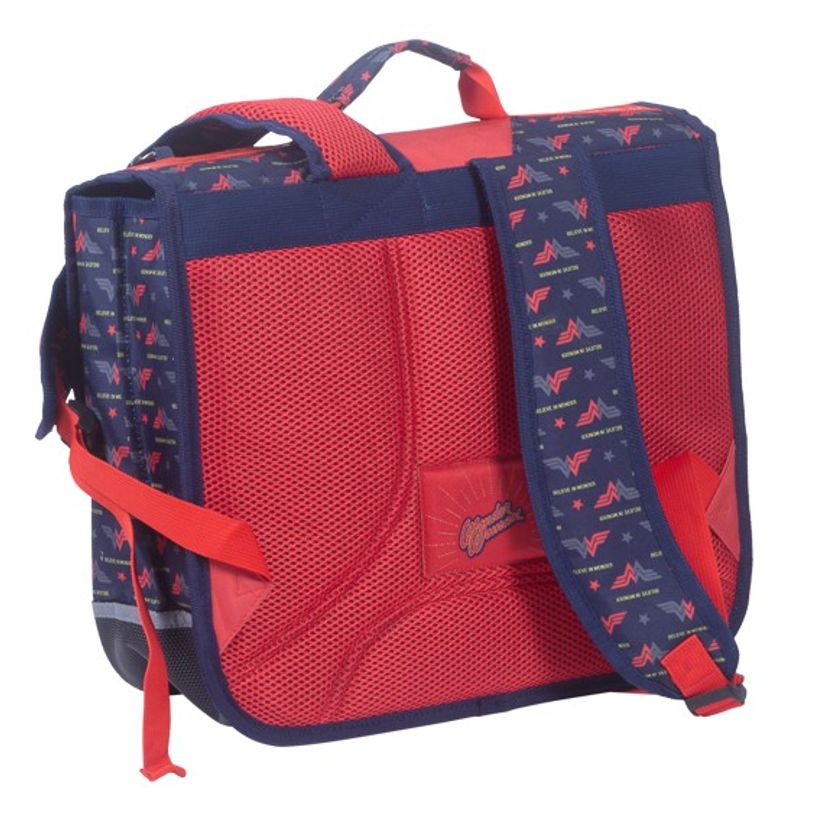 3661507523576-Cartable Wonderwoman 38 cm - 2 compartiments - rouge et bleu - Kid'Abord-P_405115136_2-1