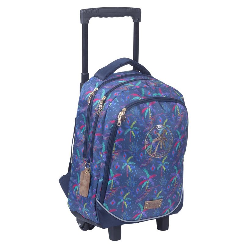 3661507222479-Sac à dos à roulettes EttaVee Palm Tree - 2 compartiments - bleu marine - Kid'Abord-P_405115140_1-0