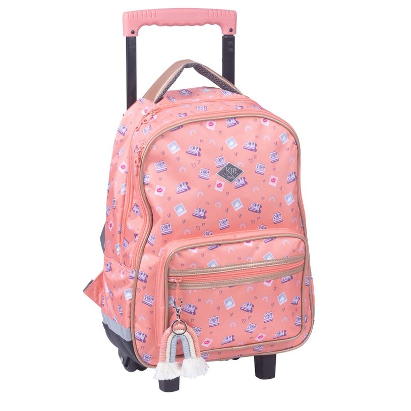 3661507022550-Sac à dos à roulettes KIP Arc-en-ciel - 2 compartiments - orange corail - Kid'Abord-P_405115160_1-0