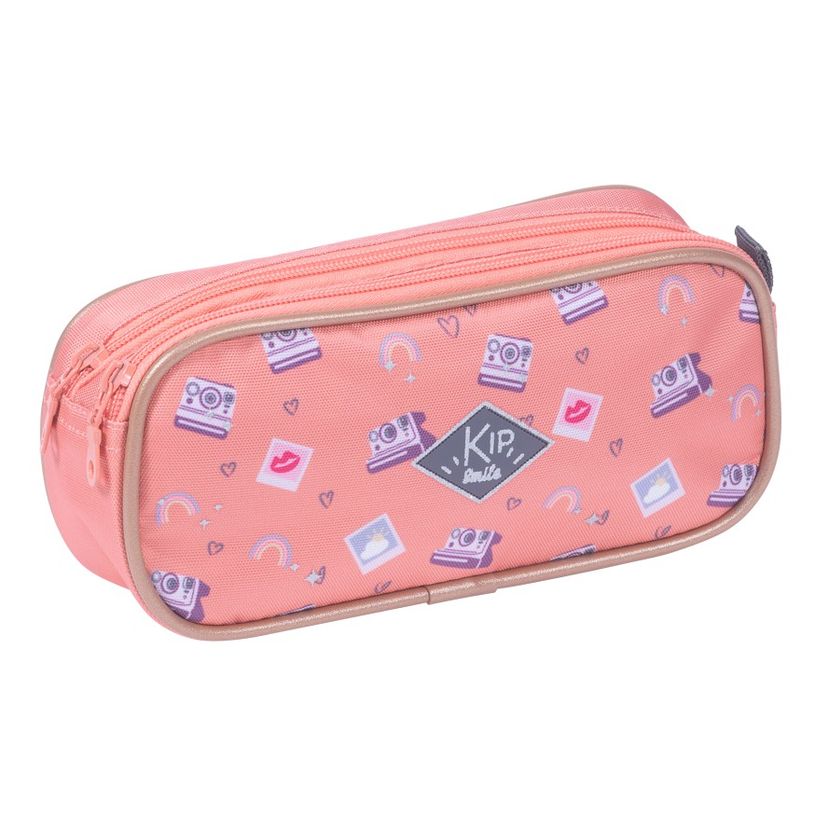 3661507027555-Trousse rectangulaire KIP Polaroid - 2 compartiments - orange corail - Kid'Abord-P_405115163_1-0
