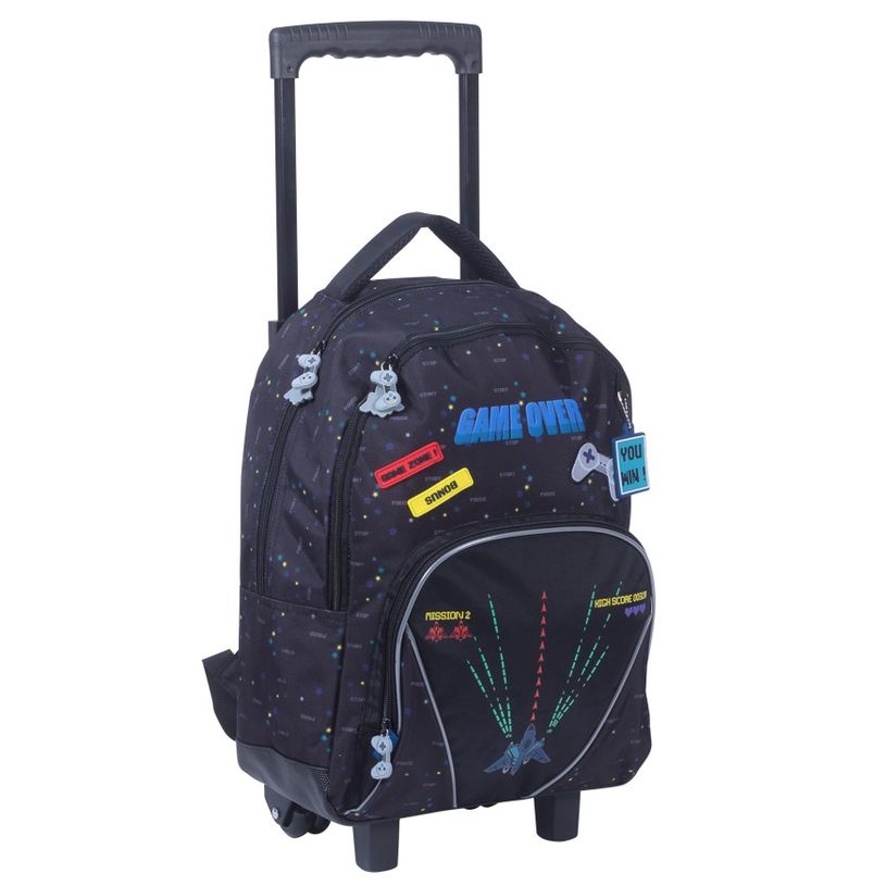 3661507022567-Sac à dos à roulettes KIP Game Over - 2 compartiments - noir - Kid'Abord-P_405115164_1-0