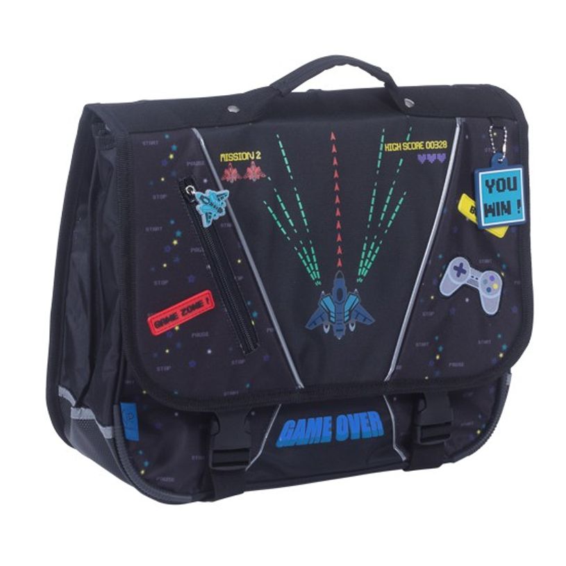 3661507023564-Cartable KIP Game Over 38 cm - 2 compartiments - noir - Kid'Abord-P_405115165_1-0