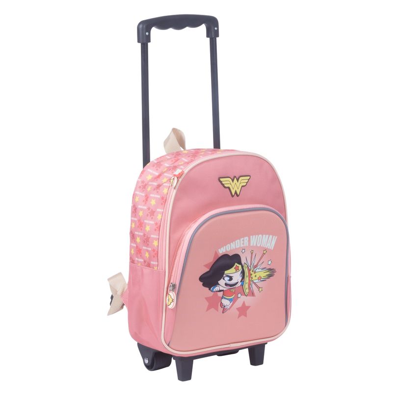 3661507522678-Sac maternelle à roulettes Wonderwoman - 1 compartiment - rose - Kid'Abord-P_405115221_1-0