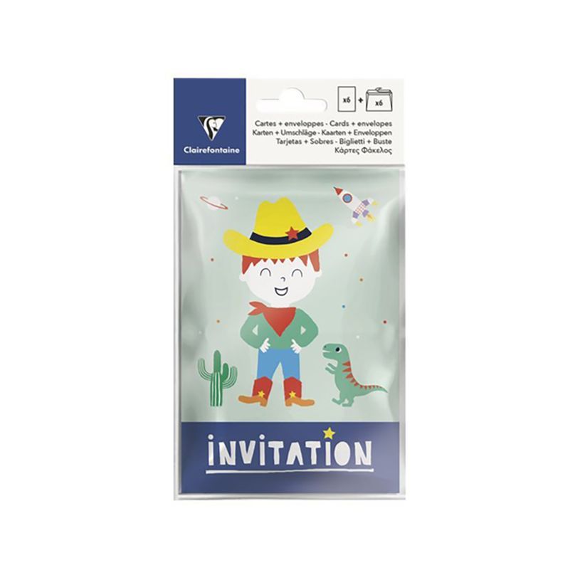 3329682020647-Clairefontaine Héros De Mon Enfance - 6 cartes d'invitation - 10,5 x 18 cm - bleu-P_405115496_1-0