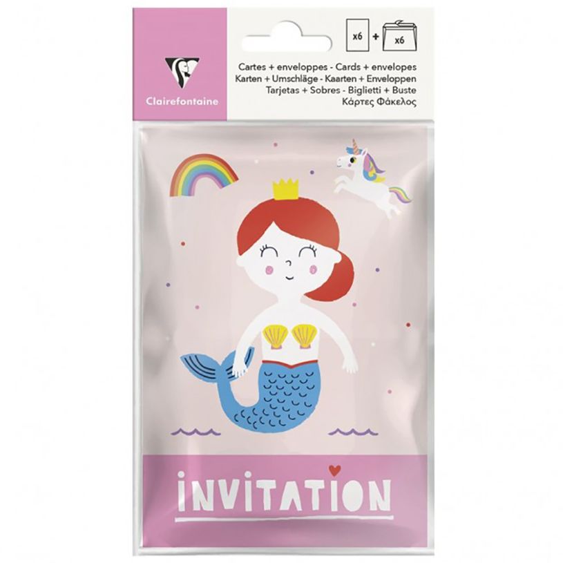 3329682020623-Clairefontaine Héros De Mon Enfance - 6 cartes d'invitation - 10,5 x 18 cm - rose-P_405115497_1-0