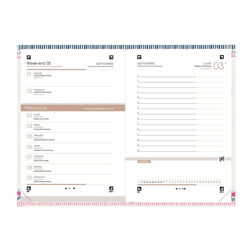3147280175244-Agenda Oxford Boho Chic - 1 jour par page - 12 x 18 cm - zèbre - Hamelin-P_405115728_4-3