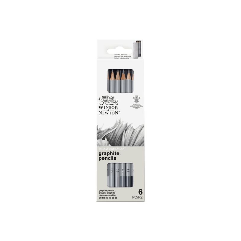 0404051157421-Winsor & Newton Studio Collection - pack de 6 crayons - 2B, 2H, 4B, 6B, 8B, HB-P_405115742_2-0