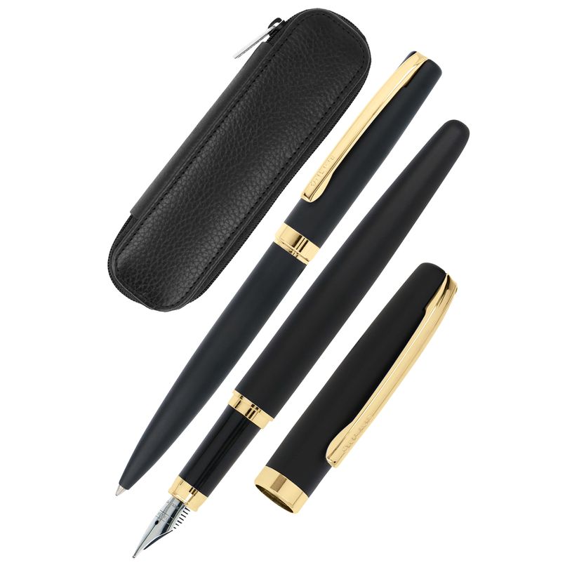 4014421345981-Parure plume/bille Eleganza Classic avec étui cuir--0