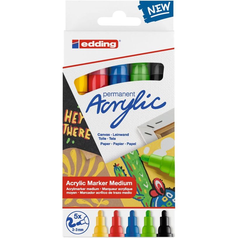 4057305030931-Edding 5100 - Pack de 5 marqueurs acryliques - jaune pastel, vert pastel, bleu pastel, ant-P_405117151_1-0