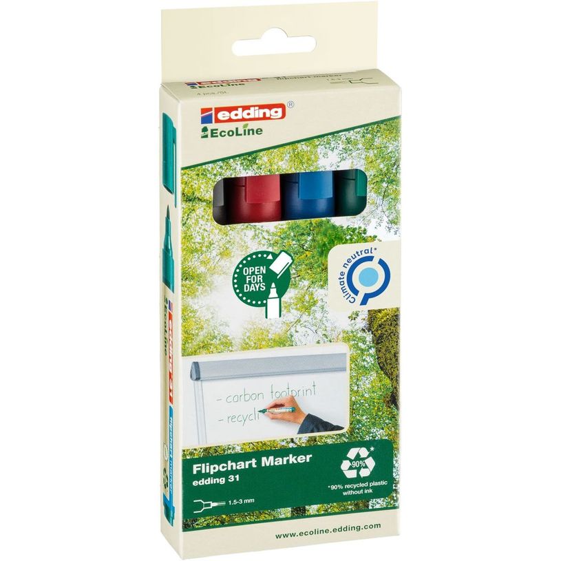 4004764957798-Edding EcoLine 31 - Pack de 4 marqueurs permanents - noir, rouge, bleu, vert-P_405117157_2-1