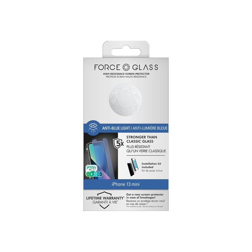 3571211462750-Force Glass - protection d'écran pour iPhone 13 Mini - anti lumière bleue - transparent -P_405117411_1-1