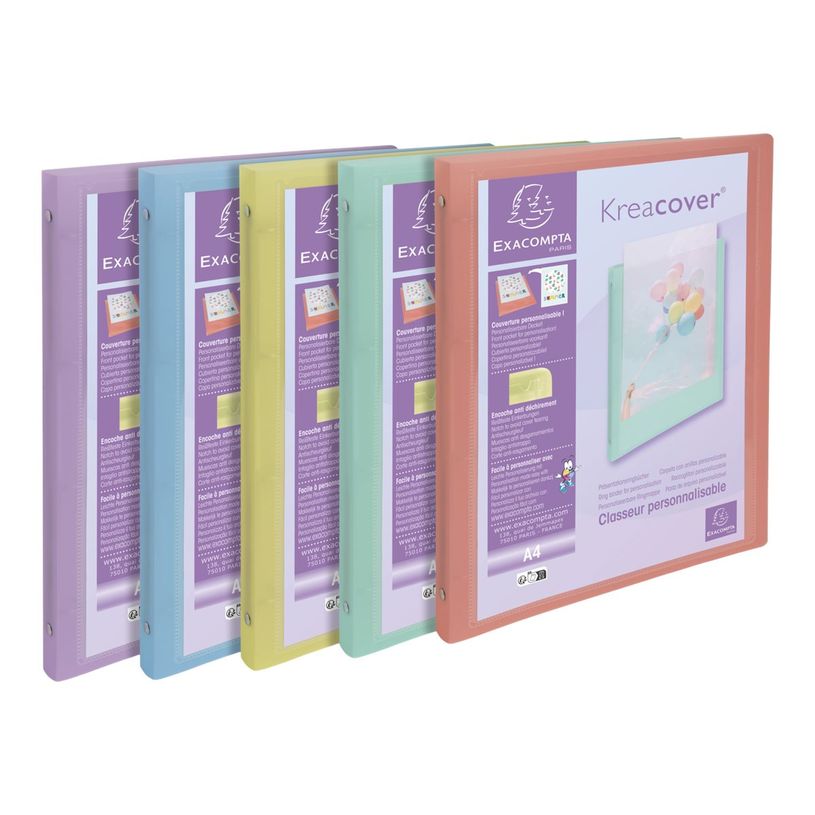 3130630512790-Exacompta Kreacover Pastel - Classeur 4 anneaux personnalisable - Dos 20 mm - A4 - pour 140 feuilles - disponi-P_405117484_1-0