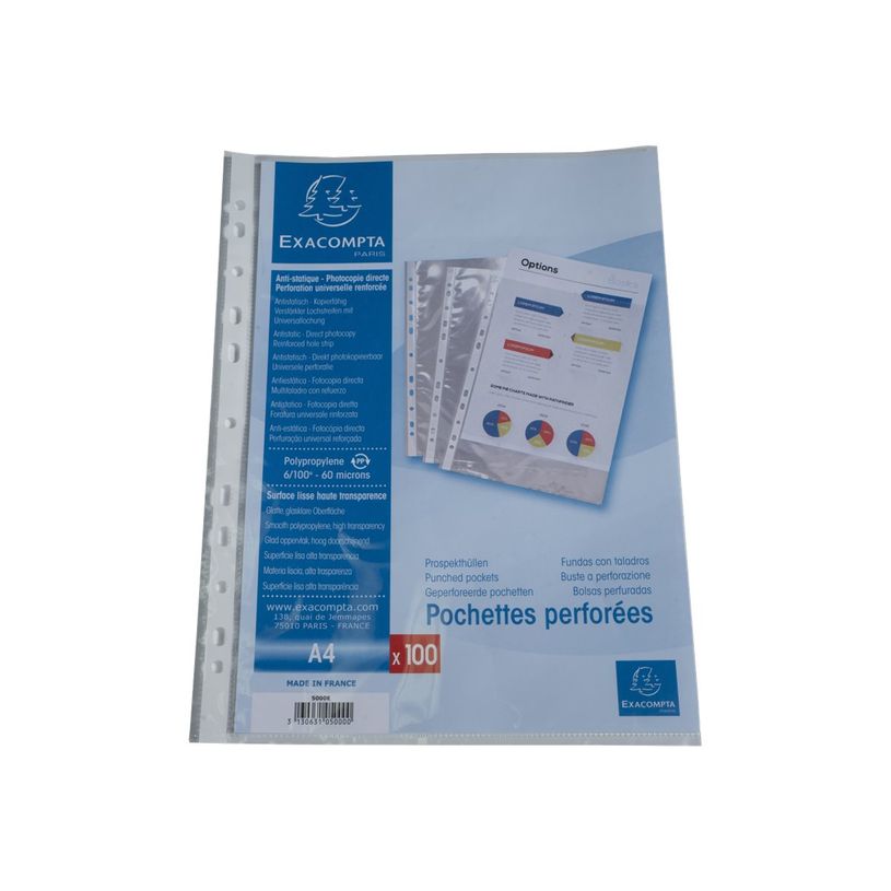3130631050000-Exacompta - 100 Pochettes perforées - A4 - lisse 6/100-P_405117673_3-2