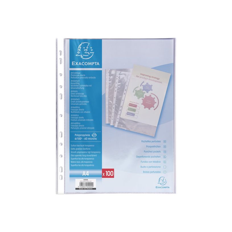 3130631050000-Exacompta - 100 Pochettes perforées - A4 - lisse 6/100-P_405117673_4-3