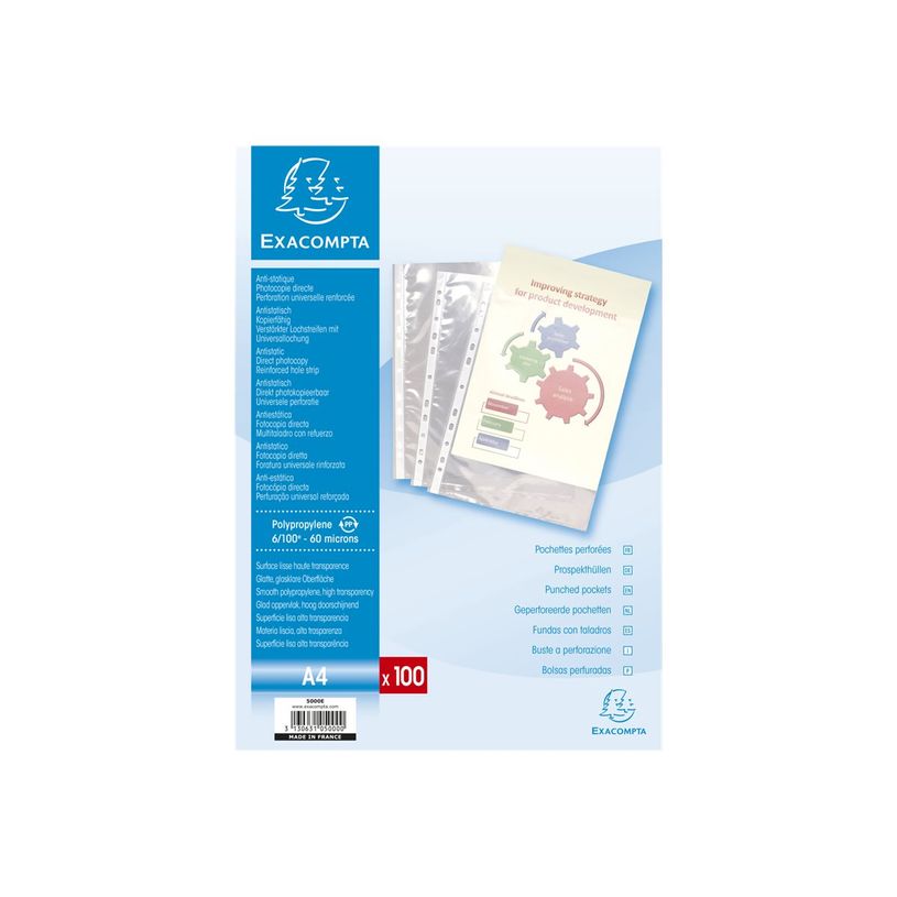 3130631050000-Exacompta - 100 Pochettes perforées - A4 - lisse 6/100-P_405117673_8-7