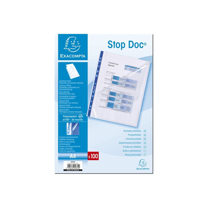 3130630058700-Exacompta Stop Doc - 100 Pochettes perforées ouverture en coin - A4 - lisse 6/100-P_405117674_4-4